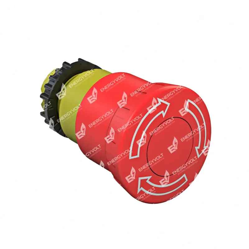 Botão de emergência com trava gira-solta vermelho